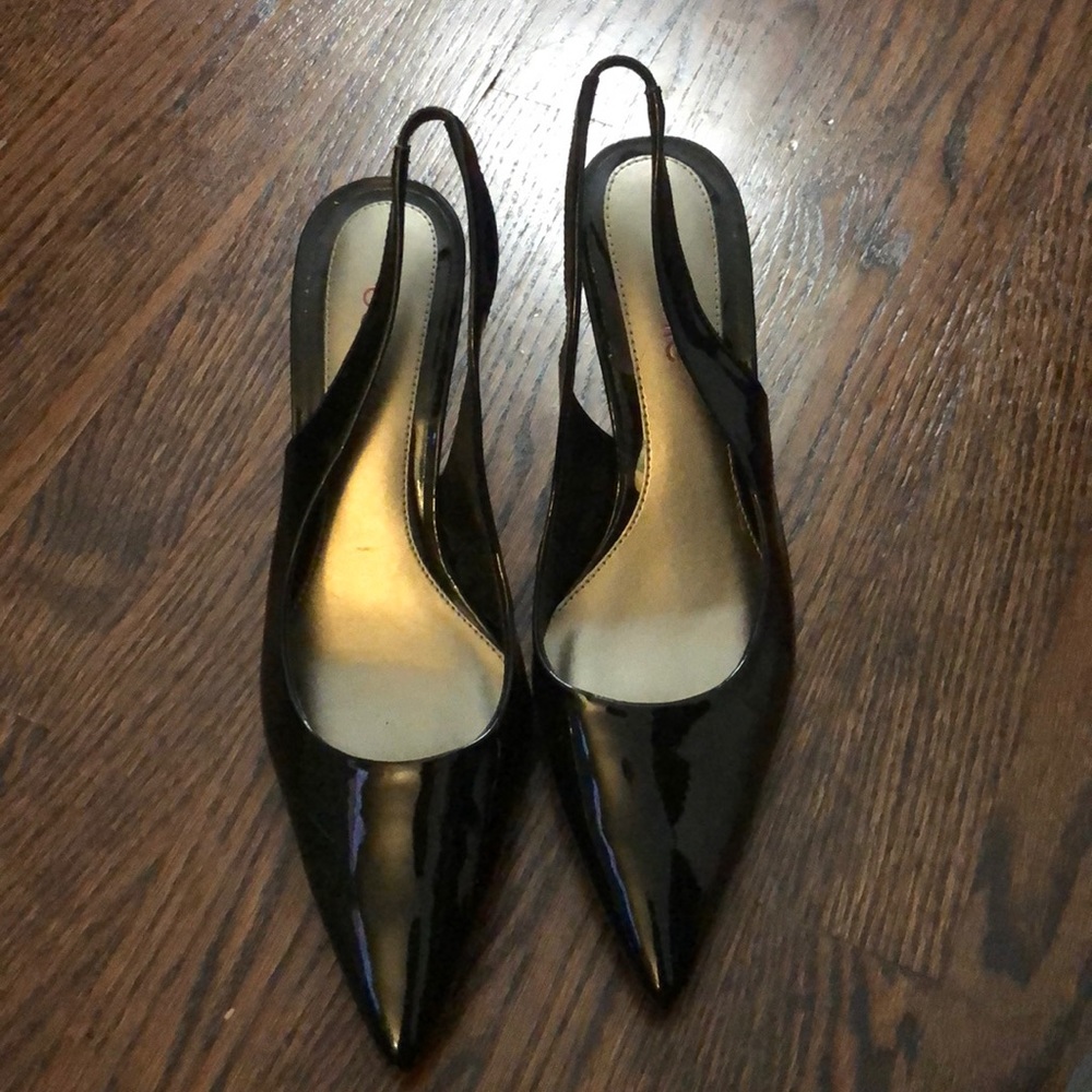 Glossy black heels